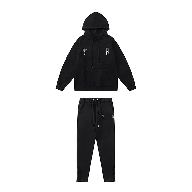 Mens Tracksuits Trousers Shooters Set Designer Hoodies Streetwear Sweatshirts Sports Suit Embroidery Plush Letter Decoration Thick Hoodies Men Pants