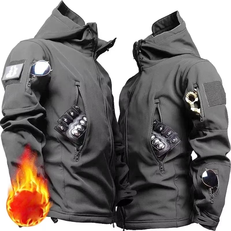 NEW Camo Fleece Warm Sets Winter Soft Shell Tactical Jacket Cargo Pant Outdoor Multi-Pocket Waterproof Hunting Suit