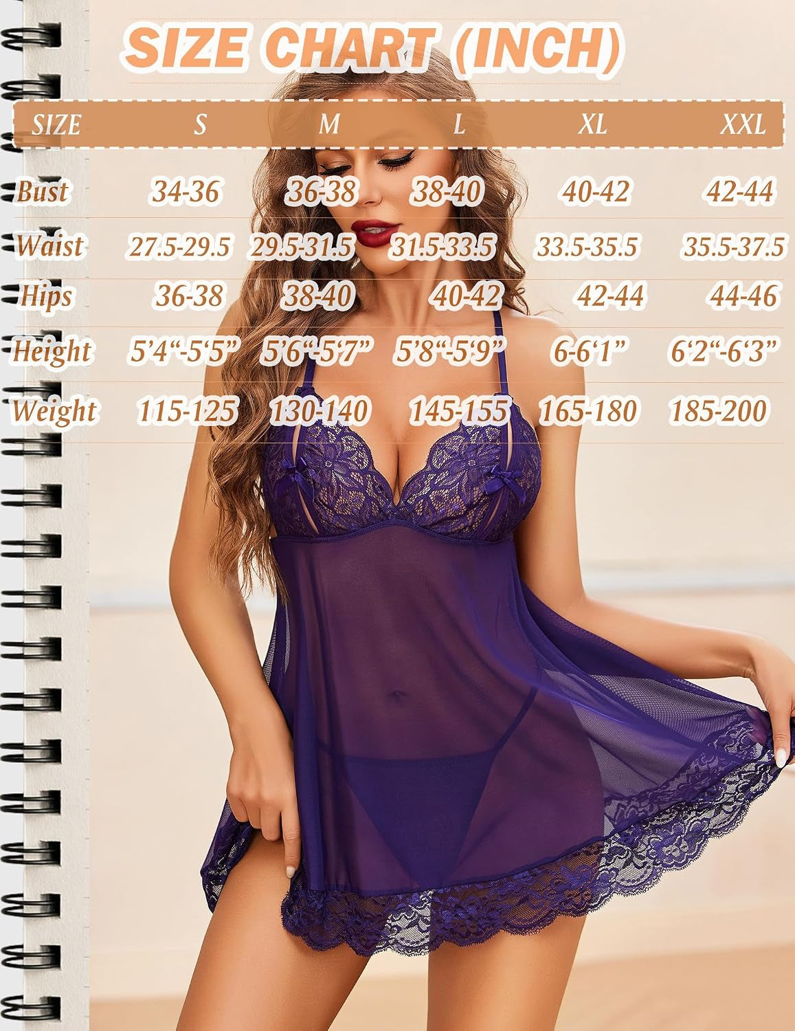 Lingerie for Women Sheer Babydoll Dress Sexy Lace Nightgowns