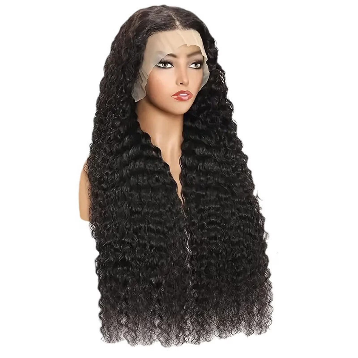 13X4 Lace Front Wig Human Hair - Brazilian Water Wave 26" Glueless Pre-Plucked Wig, 180 Density, Natural Black, Adjustable Straps & 4 Combs, No Shedding, Can Be Dyed & Styled