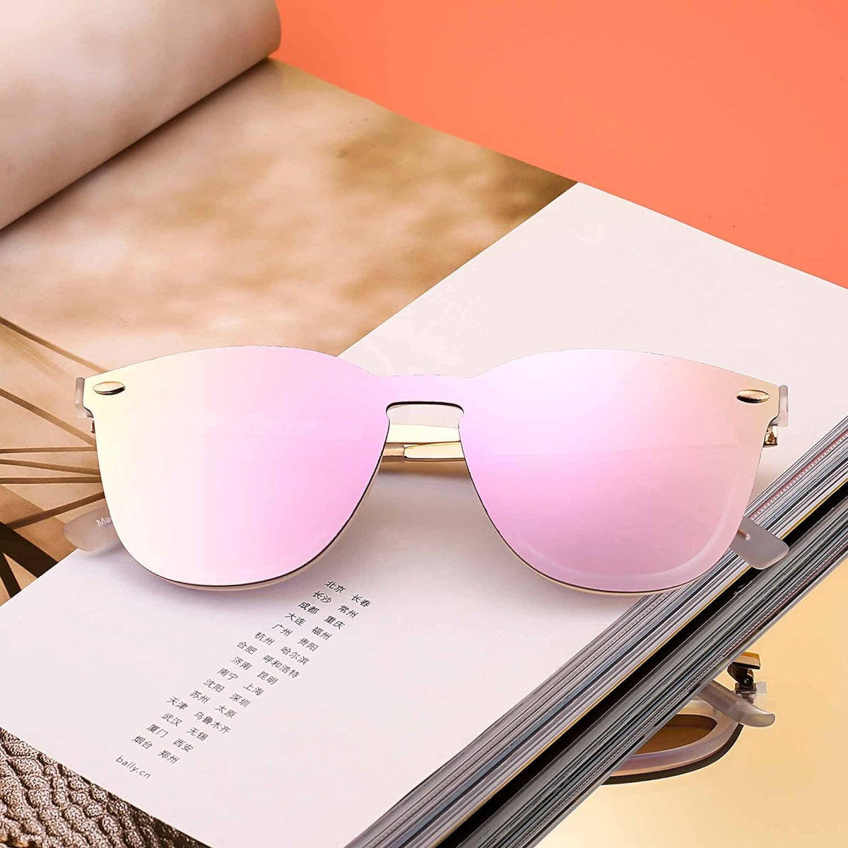 Rimless Mirrored Sunglasses for Men Women One Piece Reflective