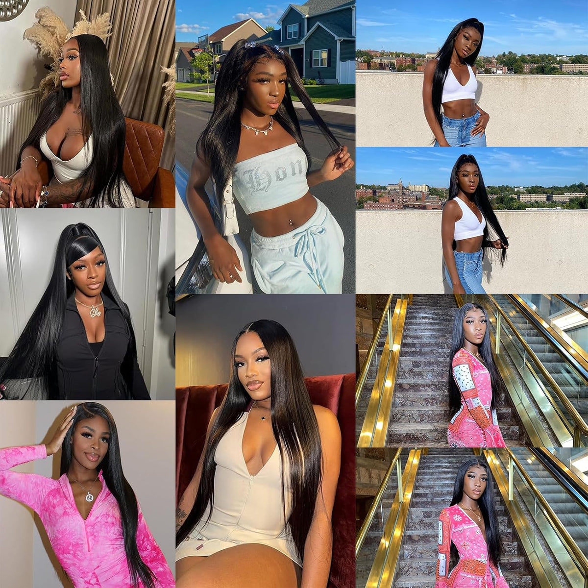 13X6 Lace Front Wigs Human Hair 26 Inch HD Straight Wigs 180 Density Black