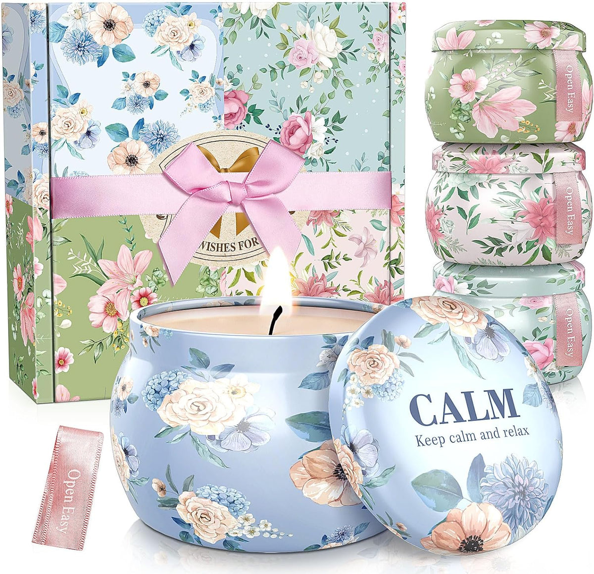 Scented Candle Set, 17.6 Oz, 4 Pack Soy Wax Candles for Home & Travel
