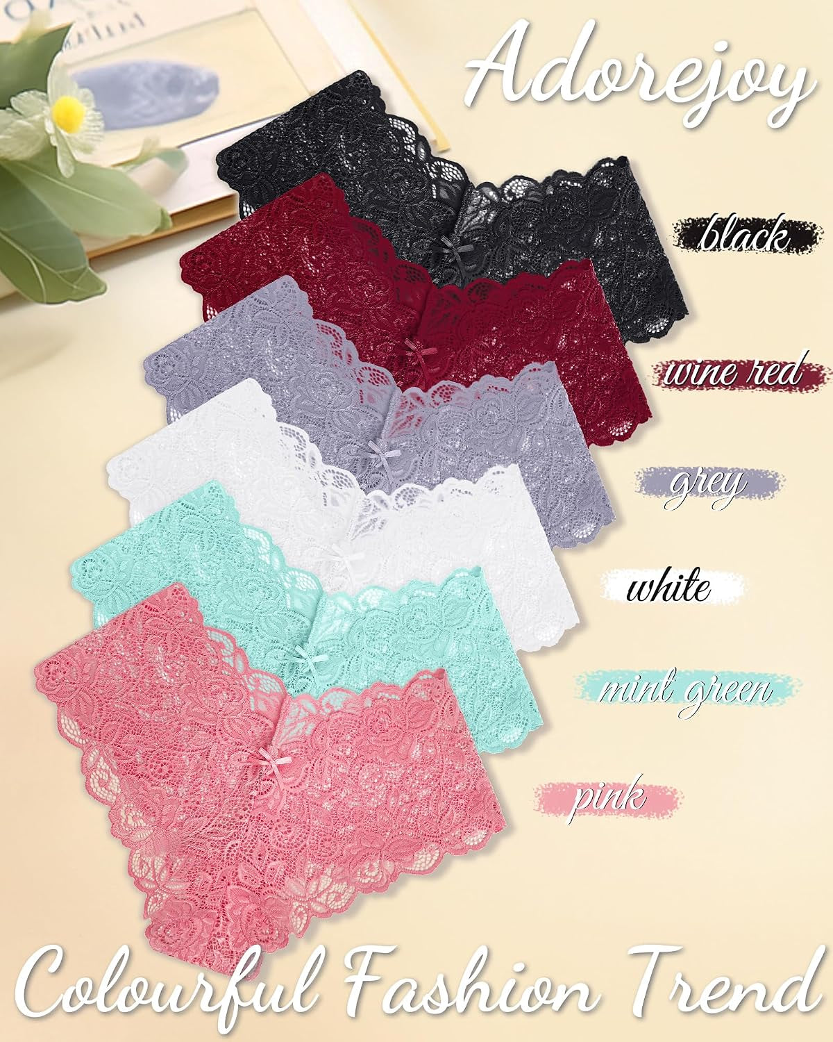 Lace Panties Womens Boyshorts V Waist Underwear Pack Cheeky Shorts