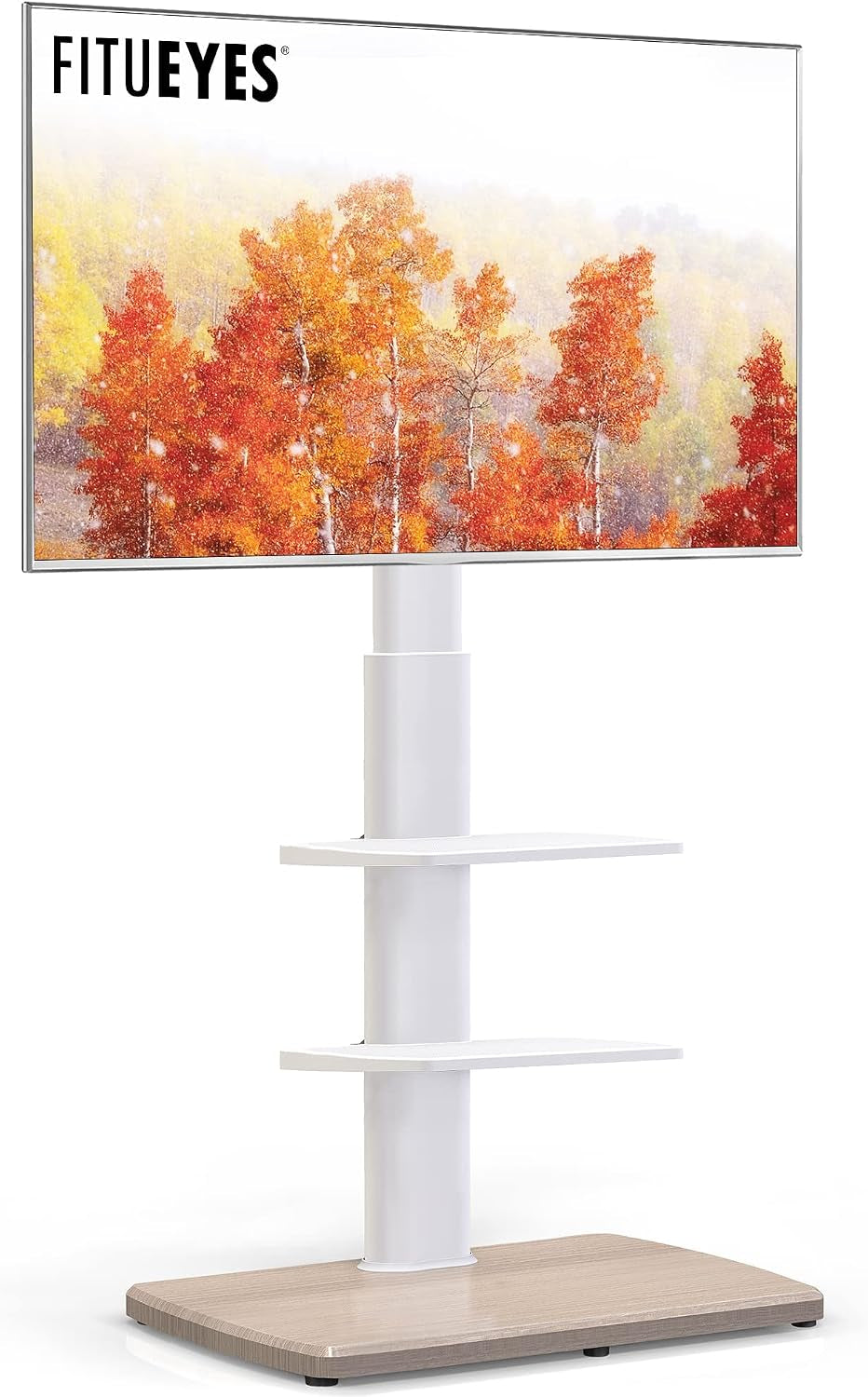 Floor TV Stand for 32-75 Inch Tvs with Height Adjustable, White