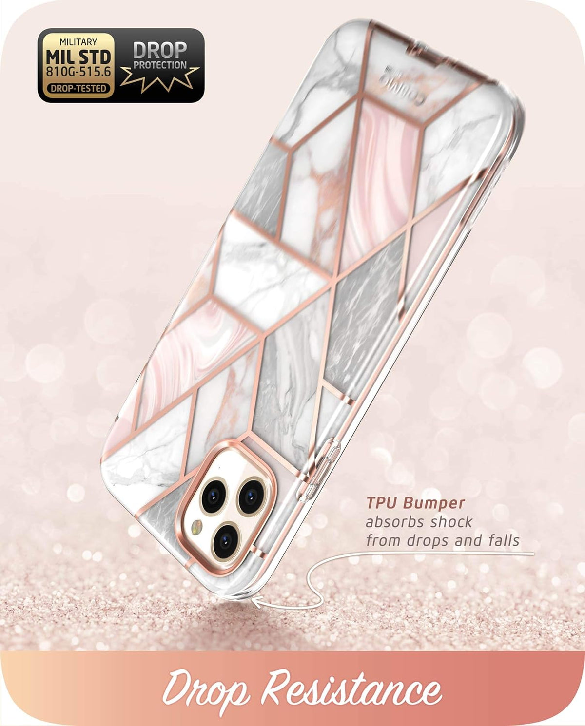 for Iphone 11 Pro Max Case with Built-In Screen Protector, Marble