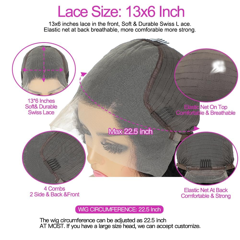 Body Wave Lace Front Wigs Human Hair 13X6 HD Lace Frontal Wigs Human Hair 200% Density Pre Plucked Glueless Wigs for Women Natural Color 20 Inch
