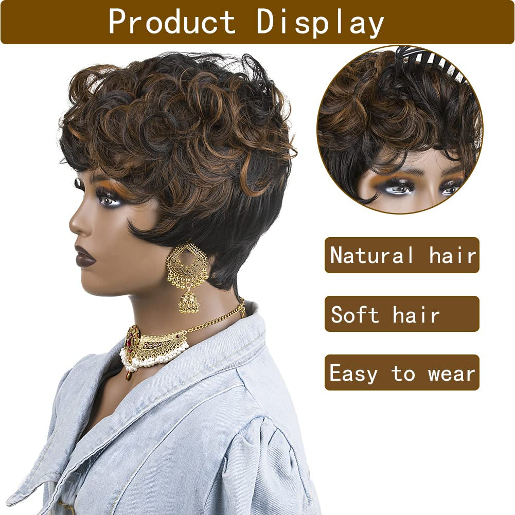 Short Pixie Cut Wigs for Black Women Pixie Cut Wigs with Bangs