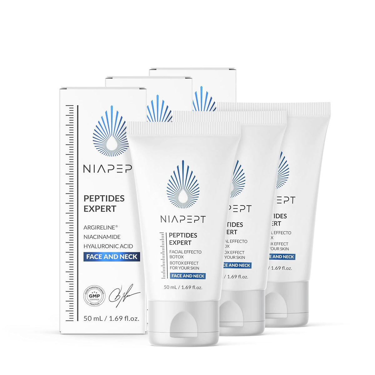 | Face & Neck Cream | with Argireline, Niacinamide & Hyaluronic Acid | Lightweight & Hydrating | 1.69 Fl Oz | 3 Pack