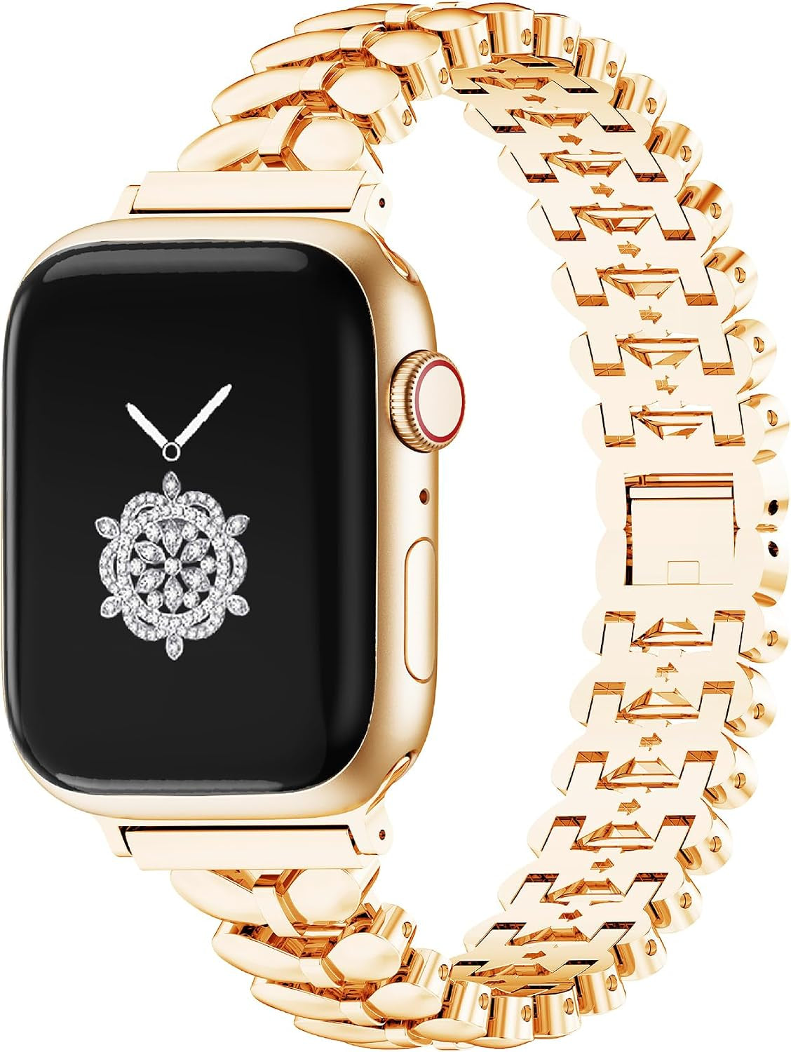 38/40/41/42Mm(Series 11/10)/44/45/46MM Women Cool Chain Metal Smartwatch Bands Compatible for Apple Watch Bands Series 11/ SE3/10/9/8/7/6/5 Stylish Adjustable Replaceable Bracelet for Iwatch S11/10/9/8/7