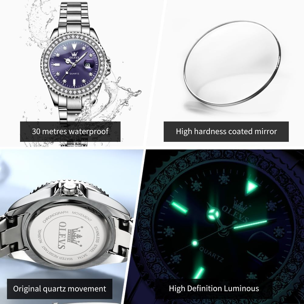 Watches for Women Luxury Diamond with Date Analog Quartz Female Watch