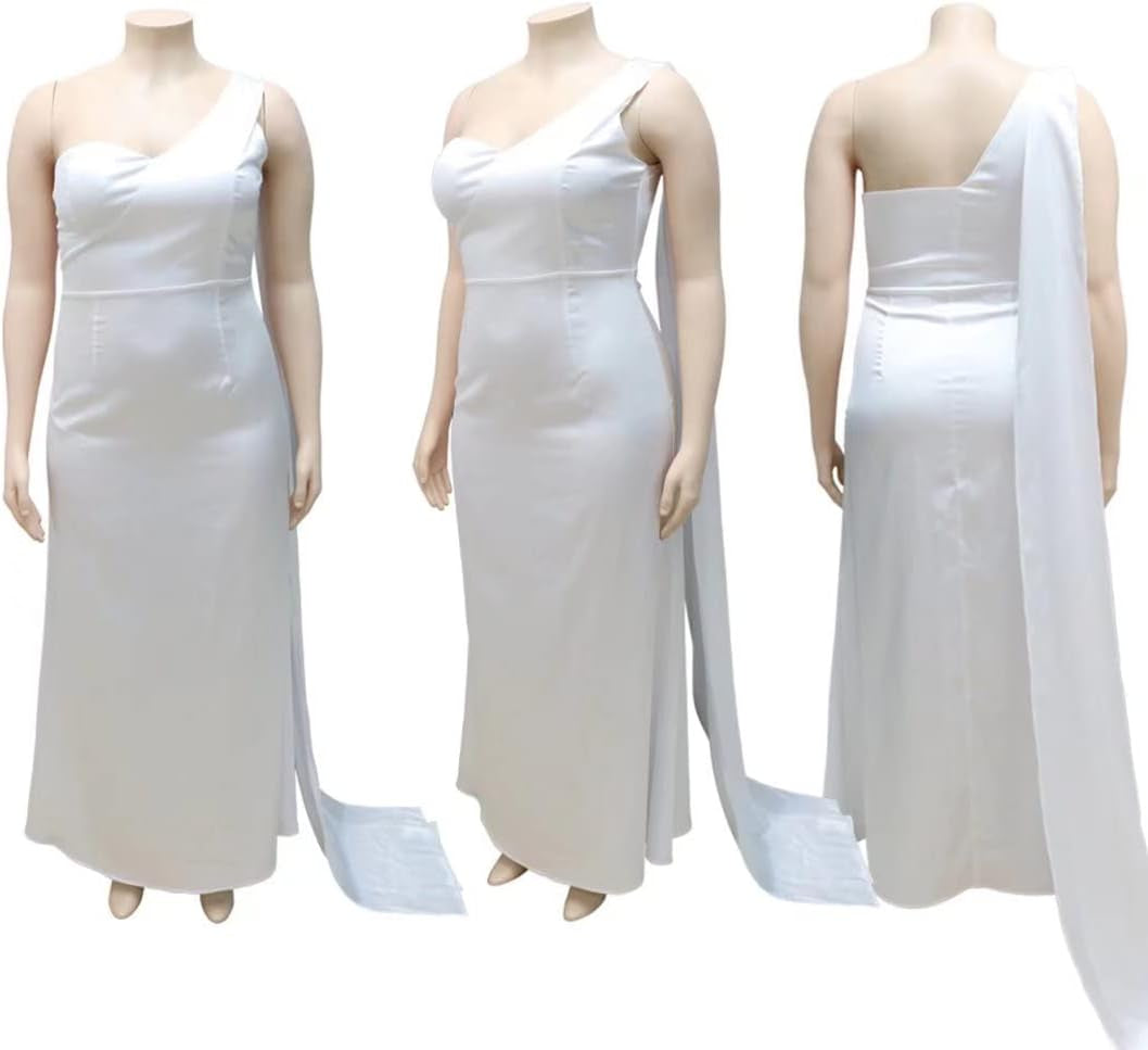 Womens plus Size Party Dress off Shoulder Dress Sleeveless Bodycon Satin Evening Pencil Maxi Dresss Champagne 2X