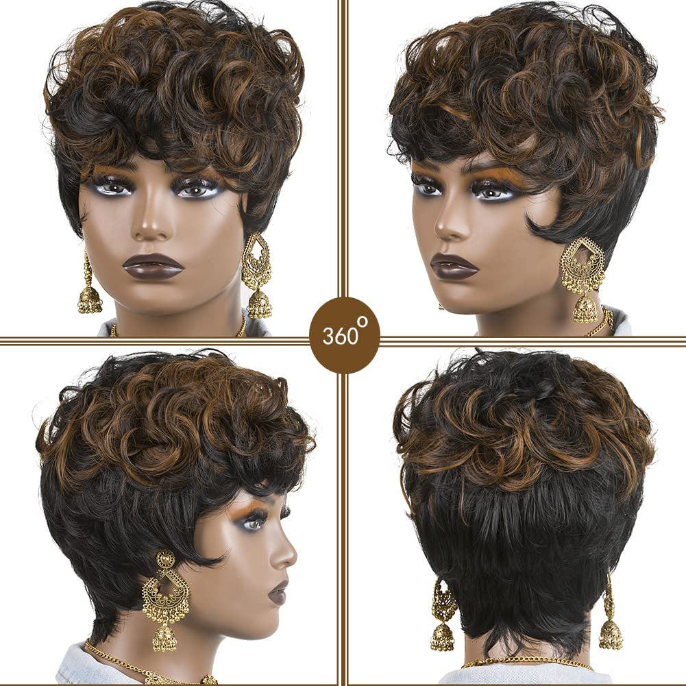 Short Pixie Cut Wigs for Black Women Pixie Cut Wigs with Bangs