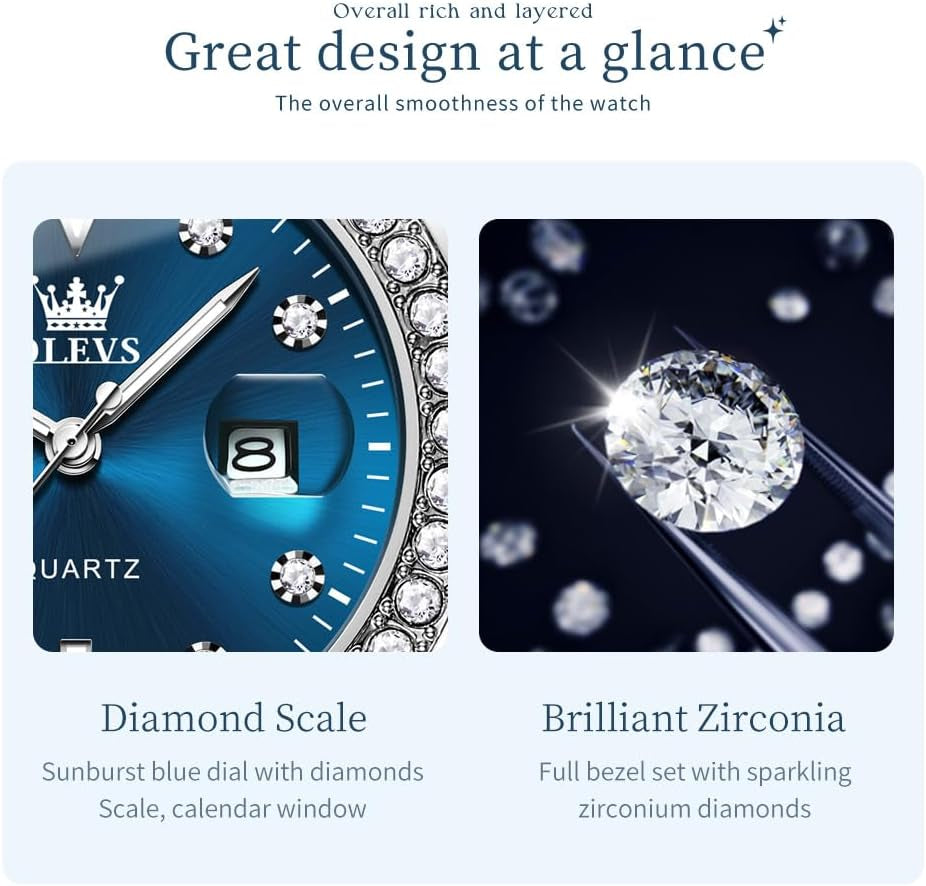 Watches for Women Luxury Diamond with Date Analog Quartz Female Watch