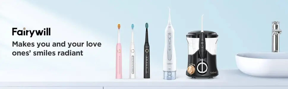Fairywill Electric Sonic Toothbrush & Water Flosser USB Charge Waterproof 5 Modes 3 Brush Heads Toothbrushes Teeth Cleaner