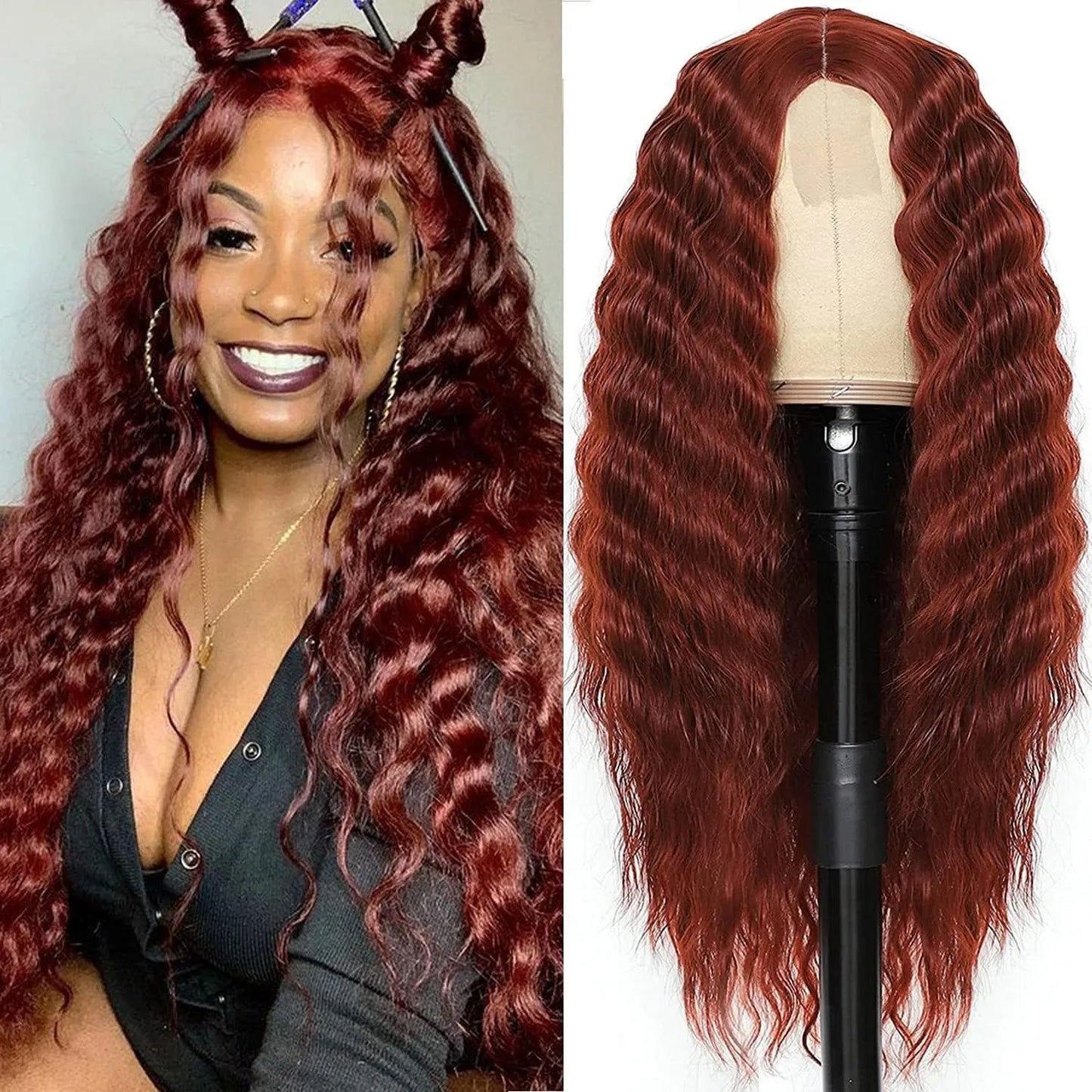 Futura Fiber Synthetic Wig Ready to Ship Wholesale Long Curly Lace Front Wig for Women Custom Logo OEM Service