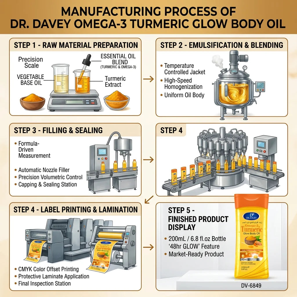 DR.DAVEY Omega-3 Turmeric Glow Body Oil Brightening Repair 48H Moisture USA Warehouse Ready Stock 200ml+200ml One Set