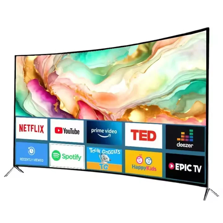 Hot Selling 55 Inch Smart LED TV with Curved Screen Android System 4K UHD Resolution LAN Interface for Hotels