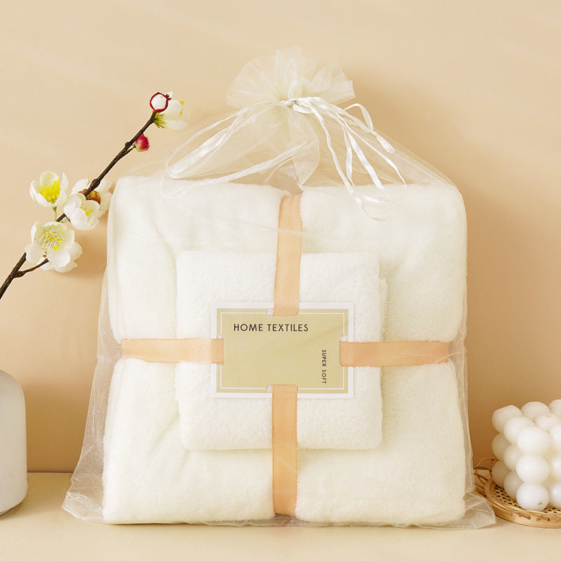 Coral Velvet Towel Mother-Child Set Is Softer and More Skin-Friendly Than Pure Cotton Absorbent Bath Towels, Two-Piece Set