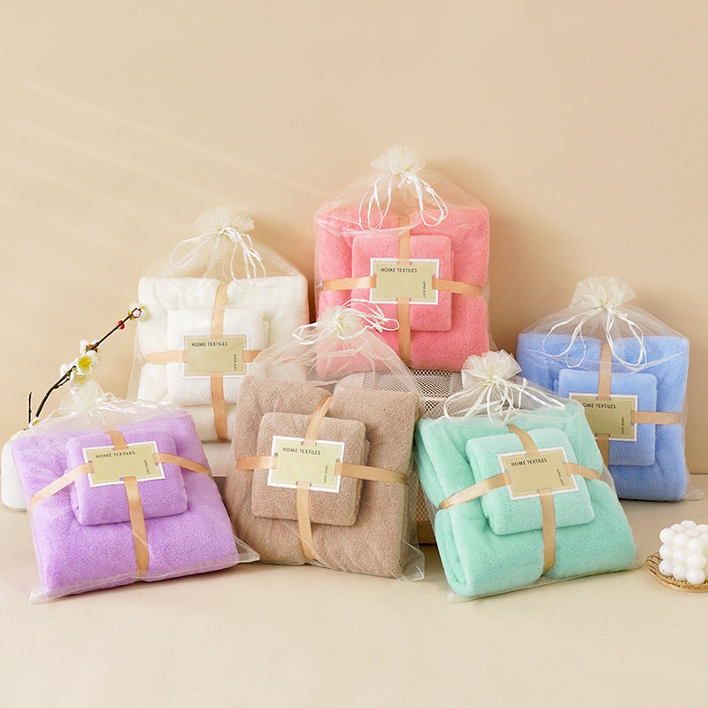 Coral Velvet Towel Mother-Child Set Is Softer and More Skin-Friendly Than Pure Cotton Absorbent Bath Towels, Two-Piece Set