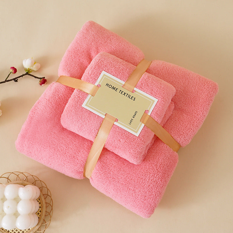 Coral Velvet Towel Mother-Child Set Is Softer and More Skin-Friendly Than Pure Cotton Absorbent Bath Towels, Two-Piece Set
