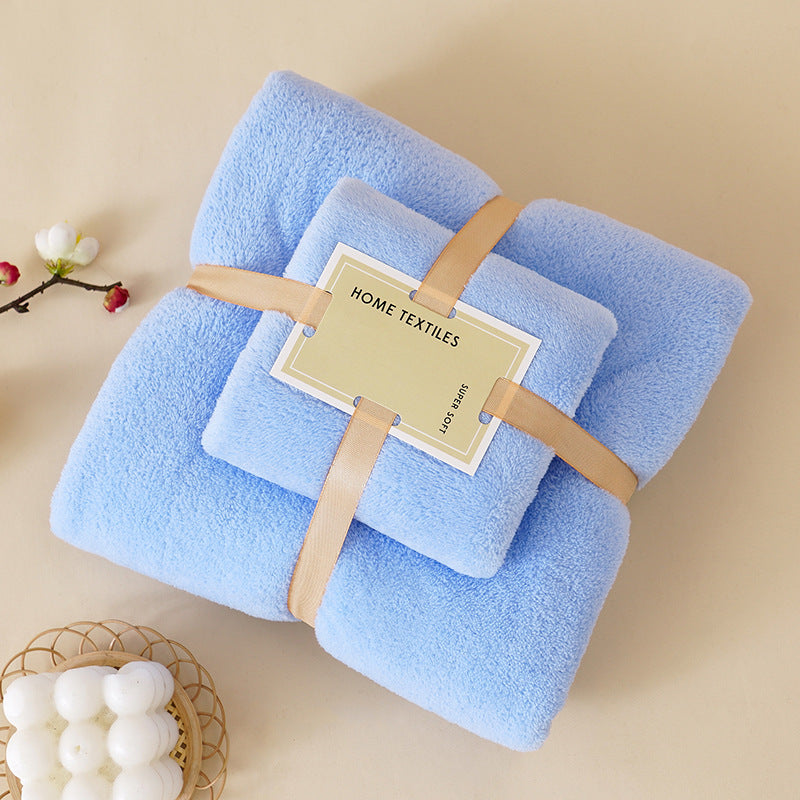 Coral Velvet Towel Mother-Child Set Is Softer and More Skin-Friendly Than Pure Cotton Absorbent Bath Towels, Two-Piece Set