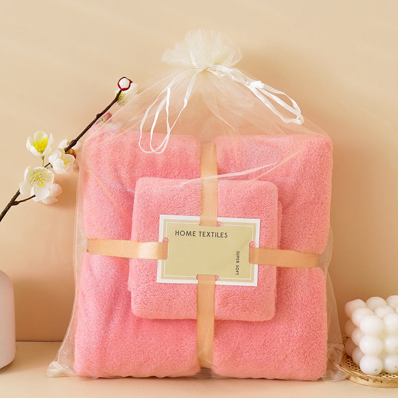 Coral Velvet Towel Mother-Child Set Is Softer and More Skin-Friendly Than Pure Cotton Absorbent Bath Towels, Two-Piece Set