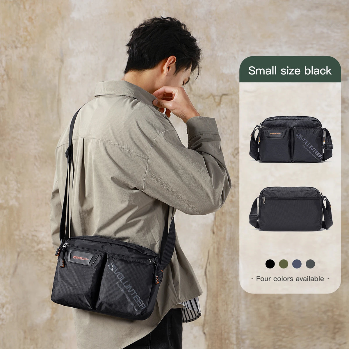 VOLUNTEER Messenger Crossbody Bags for Men Oxford Side Letter Print Fashion Light Weight Protable Versatile Shoulder Bag 1802-18