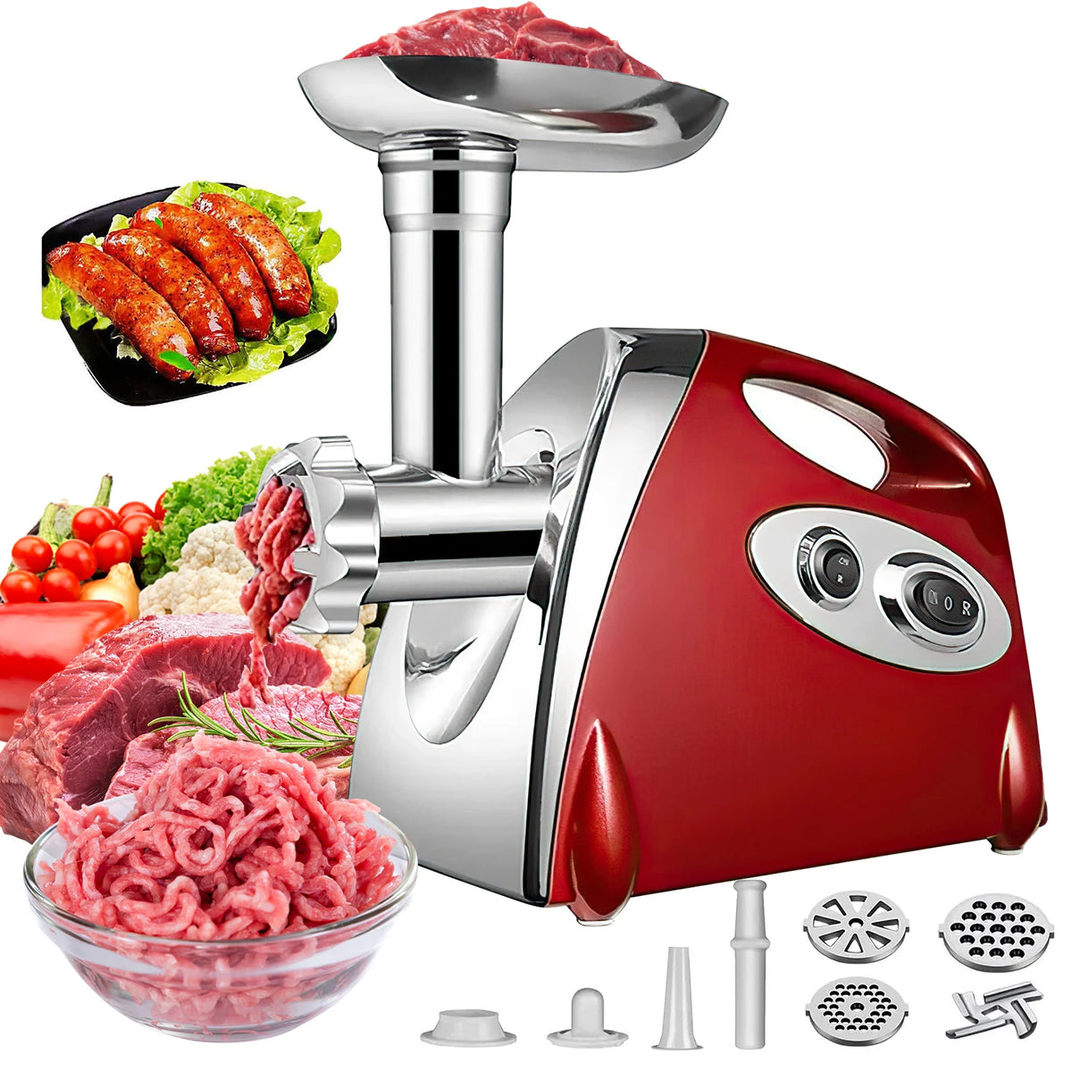 2800W Electric Meat Grinders Food Crusher With 3 Steel Cutting Plates Multifunctional Vegetable Slicer Kitchen Appliances