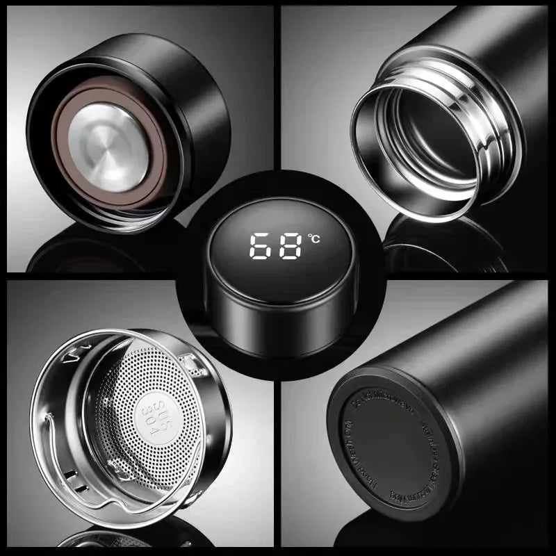 500ML Intelligent Insulated Mug Thermos Flask Tea Water Separation Stainless Steel Vacuum Kettle Coffee Mug Thermos Mug