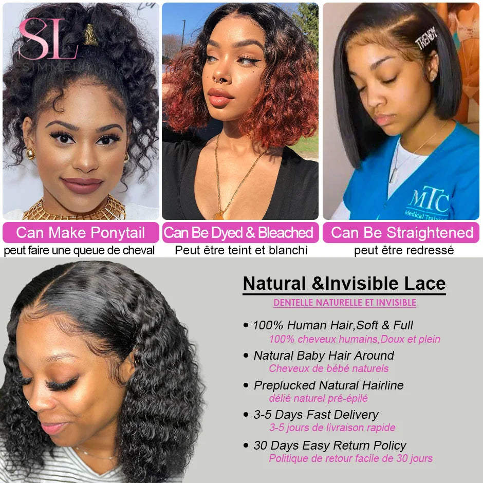 Deep Water Wave Human Hair Wig For Women Raw Indian Hair 13X4 Hd Transparent Lace Frontal Wig 16 18Inch Natural Color 250%