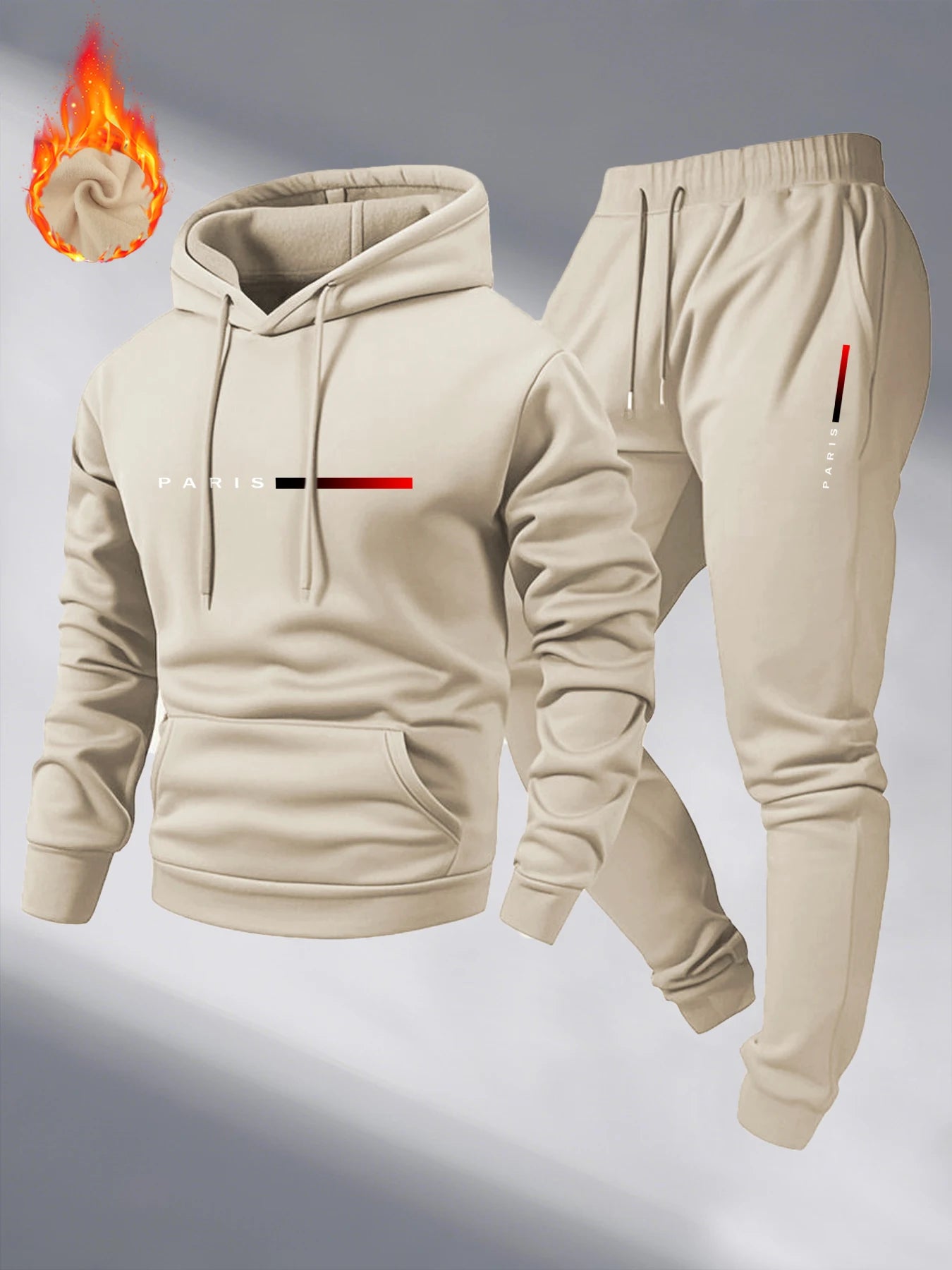 Paris Print Fashion Men's Hooded Tracksuit 2pcs Set High Quality Male Daily Casual Sports Jogging Home Outdoor Hoodie Outftis