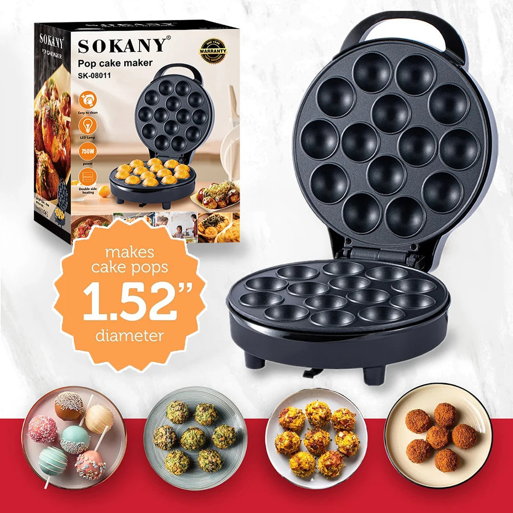 14 Hole Electric Cake Pop Maker Takoyaki Maker Pop Cake Waffle Machine Non-Stick Coating Egg Cake Oven Pancake for Kids Birthday