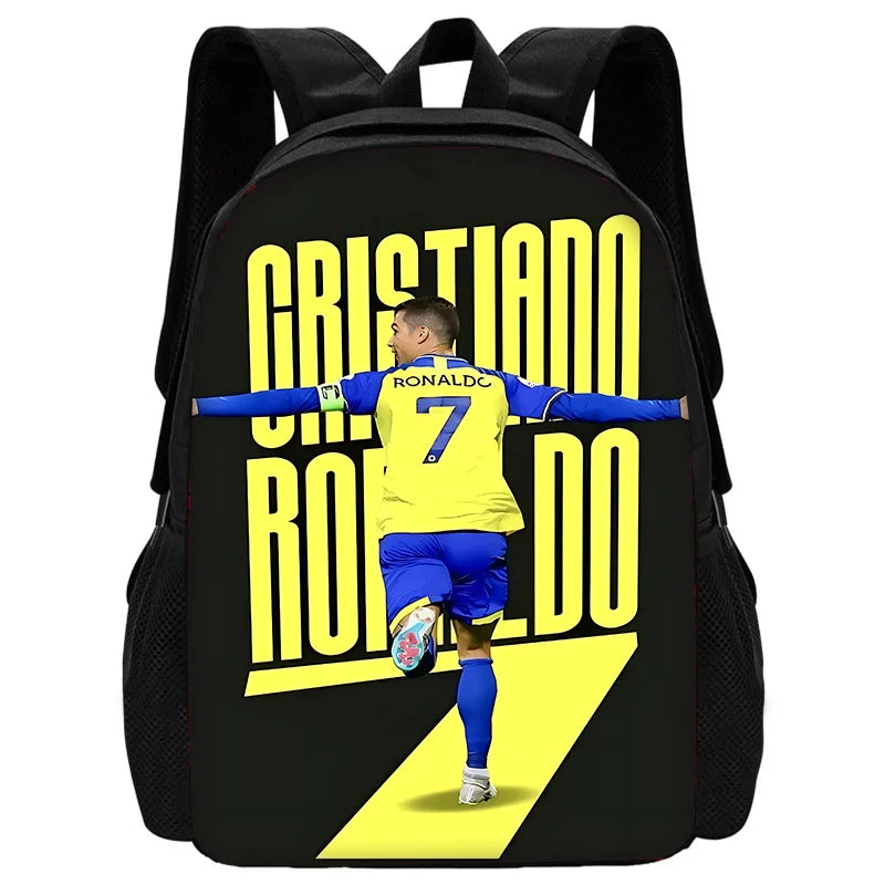 Child School Football R-RonaldoS CR7 Backpack with Lunch Bags ,Pencil Bags ,School Bags for Boys Girls Best Gift