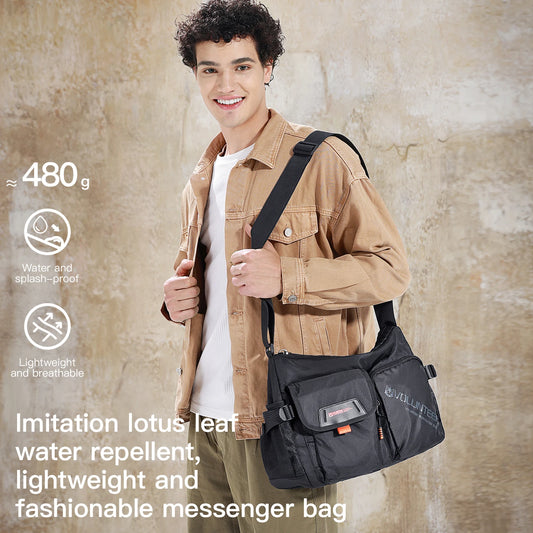 VOLUNTEER Messenger Crossbody Bags for Men Oxford Side Letter Print Fashion Light Weight Protable Versatile Shoulder Bag 1802-18