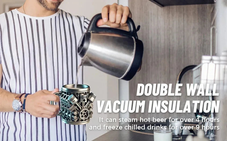 V8 Engines Stainless Steel Coffee Mug Creative Resin Water Cup Funny V6 Engines Wine Cup Coffee Cup Water Container Accessories