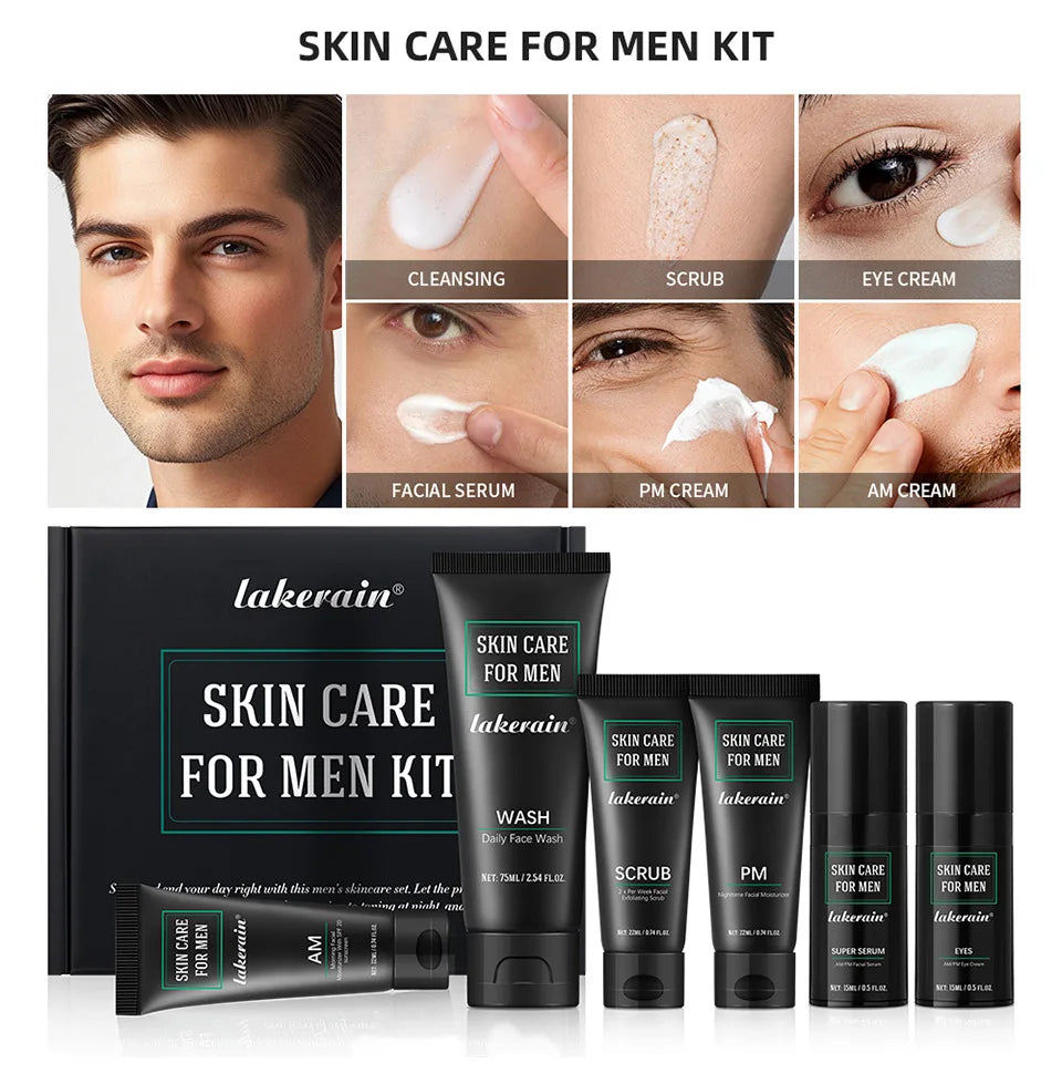 Men Facial Care Kit Face Wash Moisturizer Eye Cream Anti Aging Oil Control