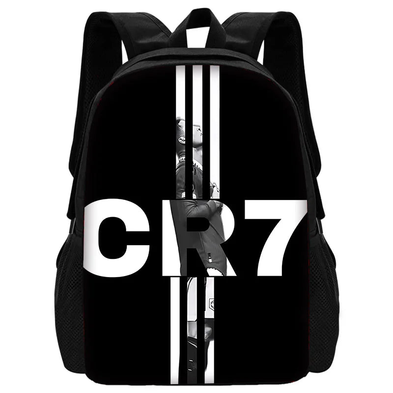 Child School Football R-RonaldoS CR7 Backpack with Lunch Bags ,Pencil Bags ,School Bags for Boys Girls Best Gift