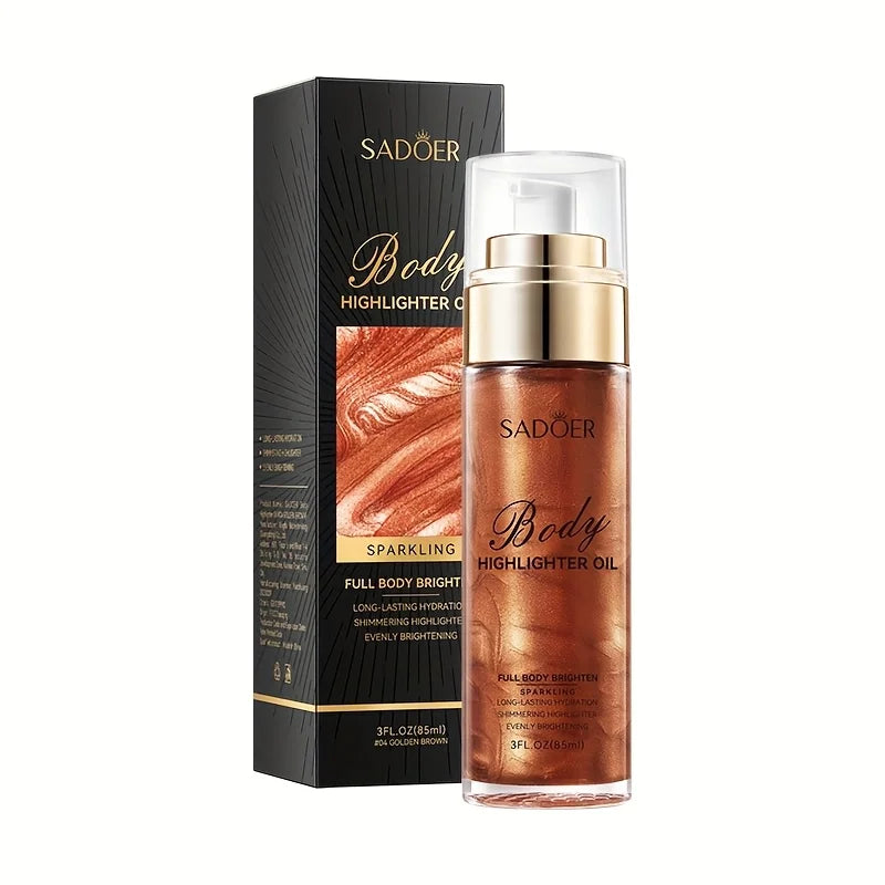 85ml, Golden Brown Body Glow Oil, Moisturizing and Hydrating, Gives Skin a Radiant and Charming Glow, Perfect for Holiday Celebrations and Party Events.