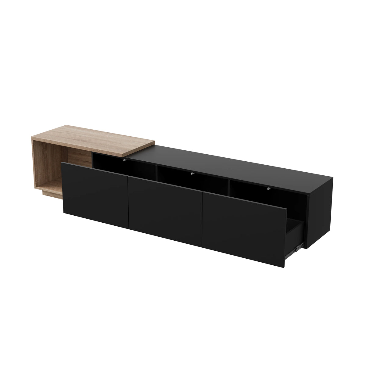 Comanlai 240cm Modern TV Cabinet with LED Lights Living Room TV Cabinet with 3 Drawers and Open Storageextendable TV Stands