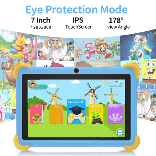 2026 New 7 Inch Cartoon Pattern Kids' tablets Quad Core 4GB RAM 64GB ROM 5G WiFi Learning Education Games Tablet Children's Gift