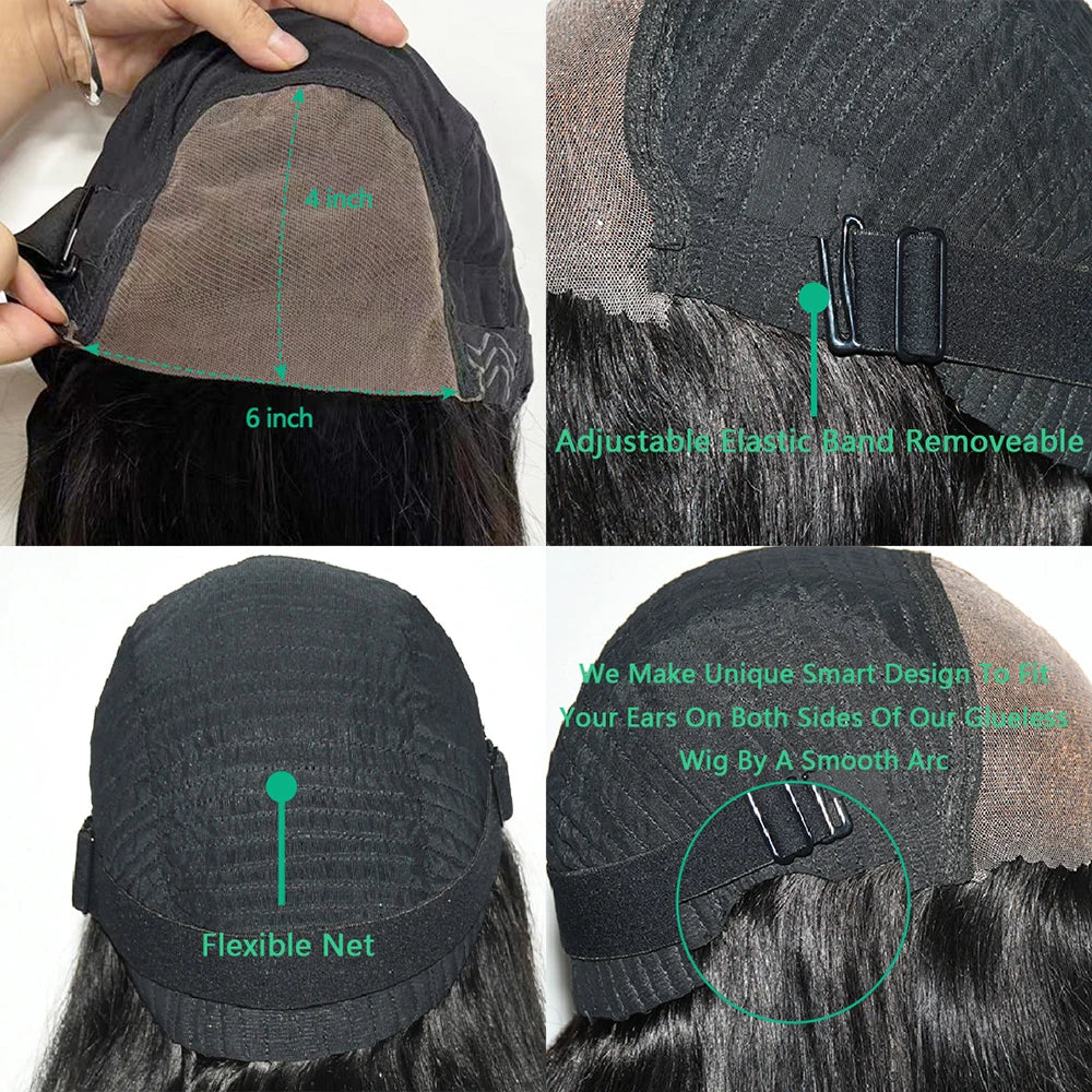 30" Water Wave Glueless Human Hair Wig – 6x4 Pre-Cut Lace
