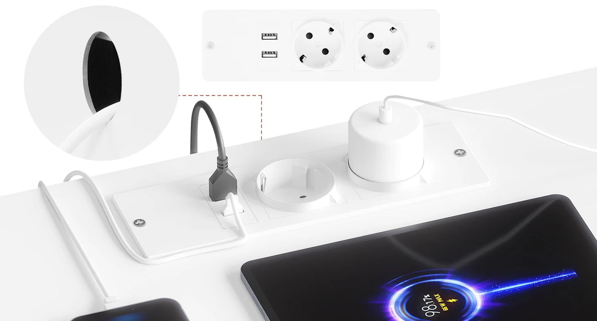 WOLTU Nightstand White/Black Bedside Table with LED Lighting 2 Drawers USB Charging Function Narrow Sofa Table