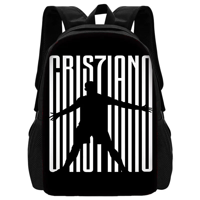 Child School Football R-RonaldoS CR7 Backpack with Lunch Bags ,Pencil Bags ,School Bags for Boys Girls Best Gift
