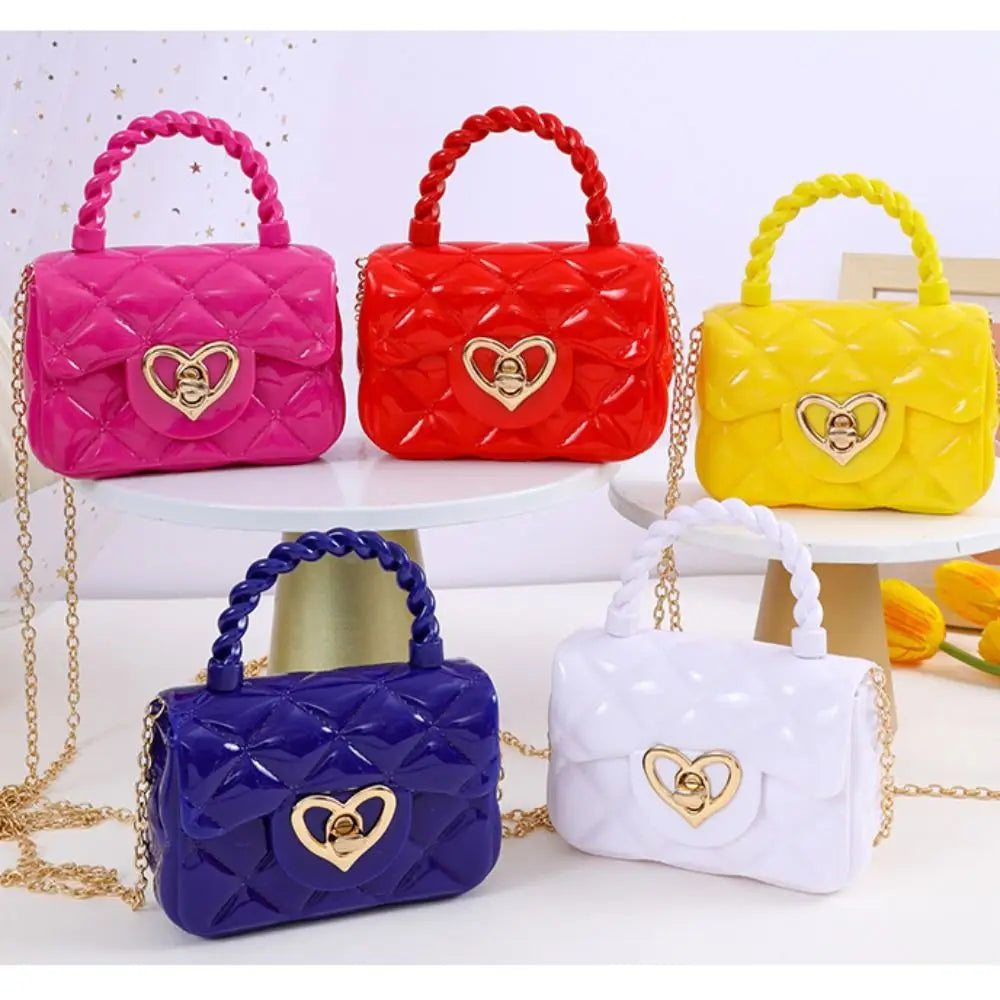 Fashion Kids PU Leather Crossbody Bags Girls Heart Shoulder Bags Children Mini Coin Purses Jelly Bag Kids Handbag Gifts
