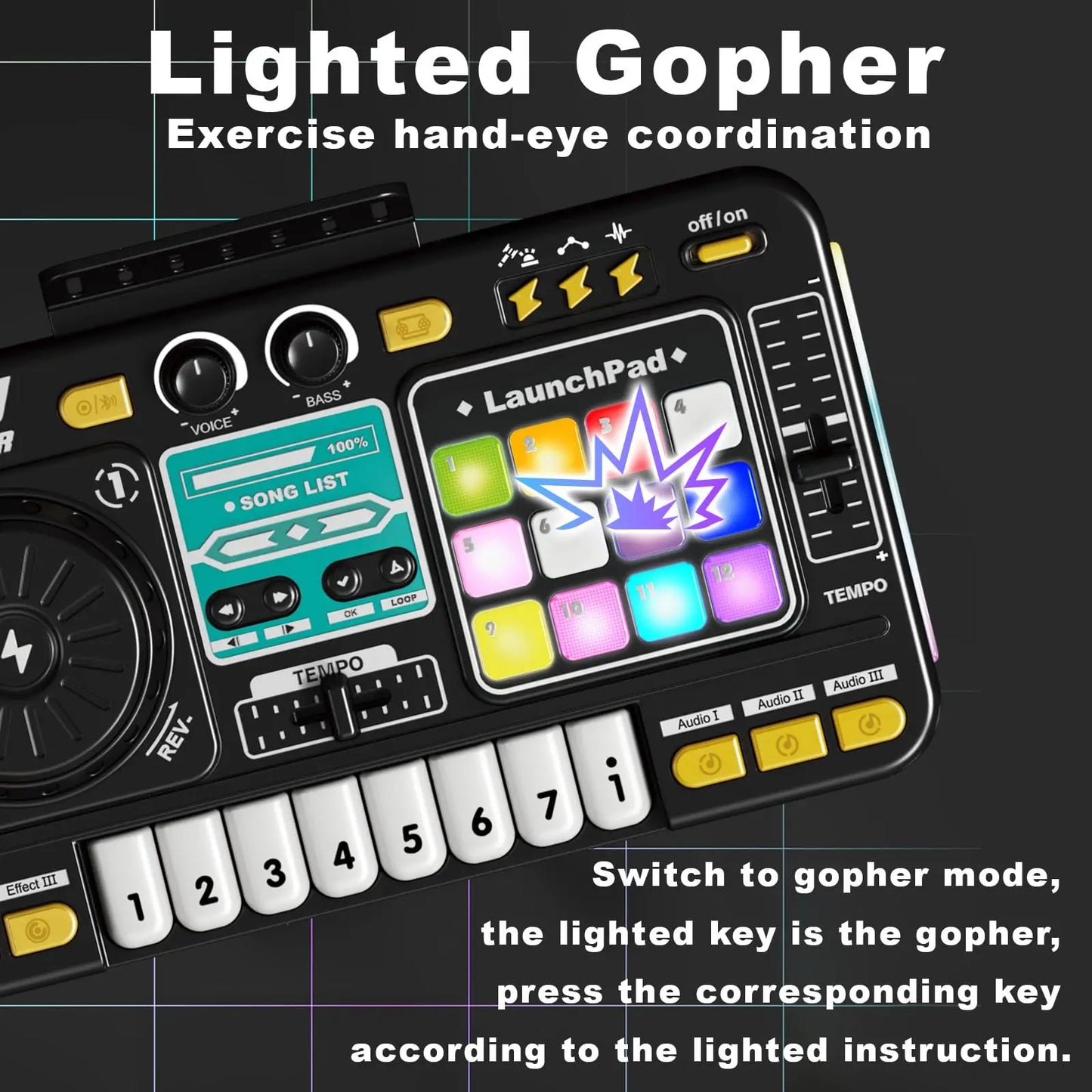 Kid DJ Mixer with Microphone Electronic Piano Keyboard Bluetooth DJ Turntable Controller Musical Instrument Kid Birthday Gift