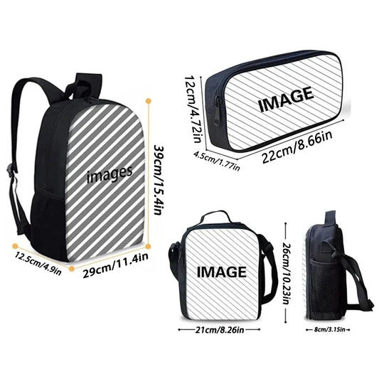 Child School Football R-RonaldoS CR7 Backpack with Lunch Bags ,Pencil Bags ,School Bags for Boys Girls Best Gift