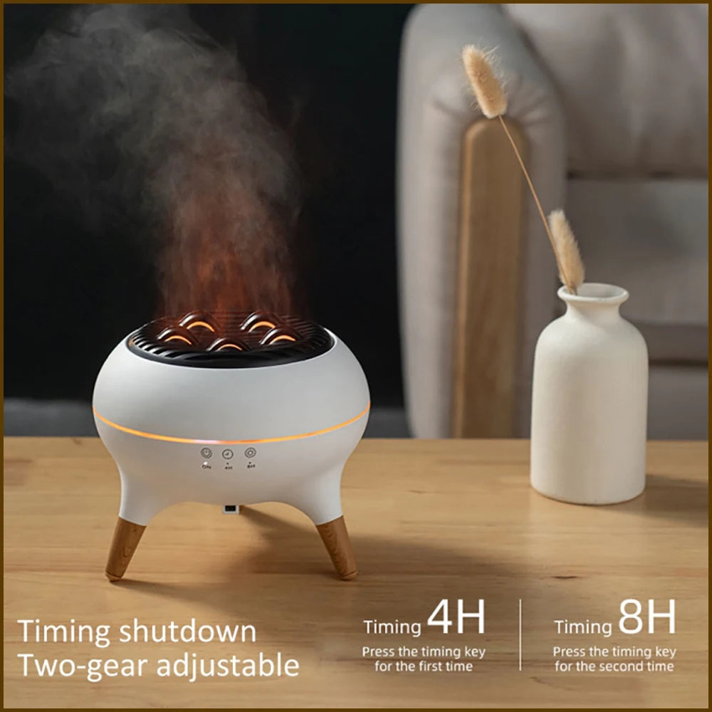 350ml Humidifier Aromatherapy Essential Oil Simulate Flame Aroma Diffuser,Remote Control Adjusted Colorful Atmosphere Lighting,