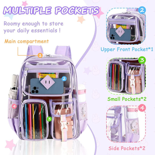 New Transparent Backpack PVC Large Capacity Backpack Waterproof Backpack Outdoor Fitness Sports Visual Backpack Schoolbag