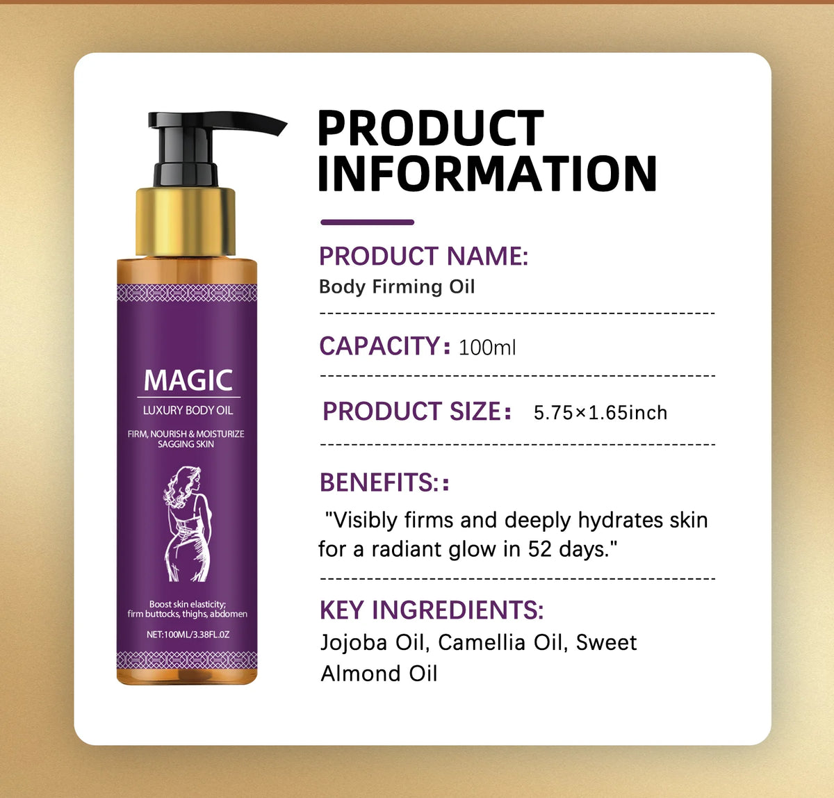 Body Oil Tightening Body Lightening Improve Dry Brightening Nourishing Lifting Firming Smooth Anti Cellulite Massage Skin Care